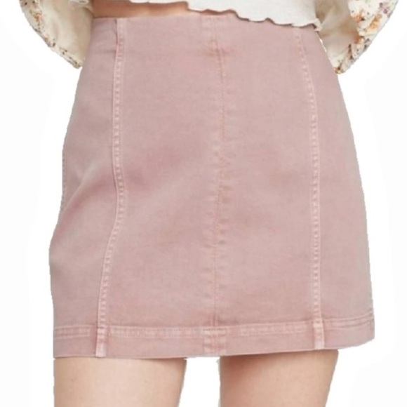 Free People Modern Femme Bodycon Mini Skirt in Mauve - Picture 1 of 3
